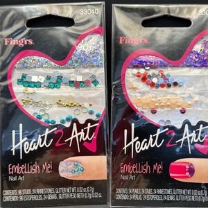 Fingrs Heart 2 Art Nail Art Embellish Rhinestone Glitter Studs‎ Pearls